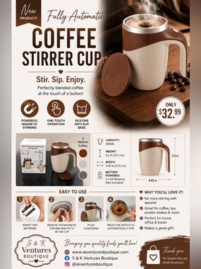 Brown & Cream Automatic Coffee Stirrer Cup